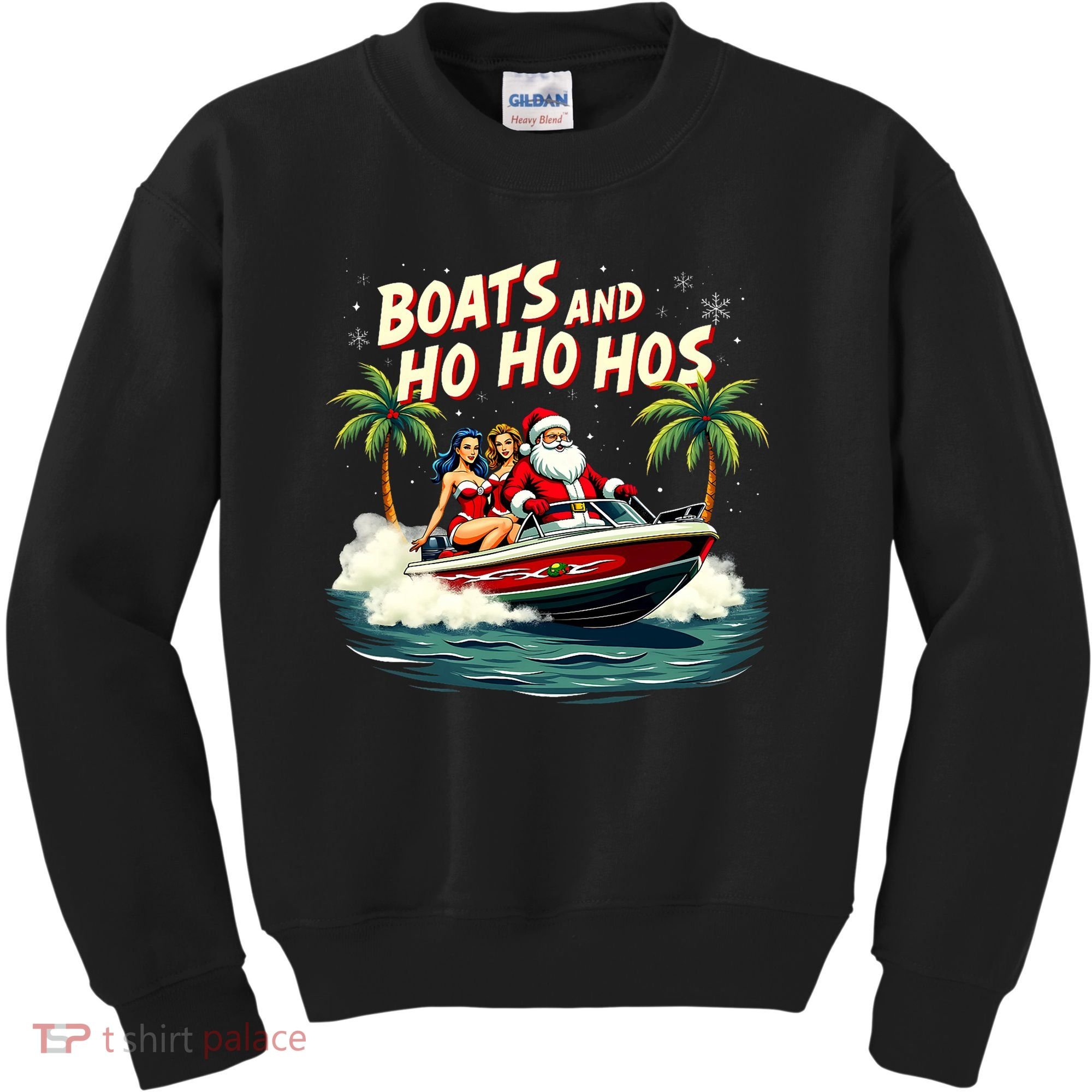 Christmas Funny Santa Boats And Ho Ho Hos Kids Sweatshirt