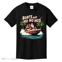 Christmas Funny Santa Boats And Ho Ho Hos Kids T-Shirt thumb 0