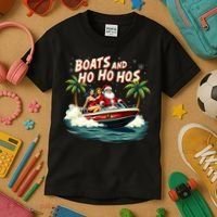Christmas Funny Santa Boats And Ho Ho Hos Kids T-Shirt thumb 3