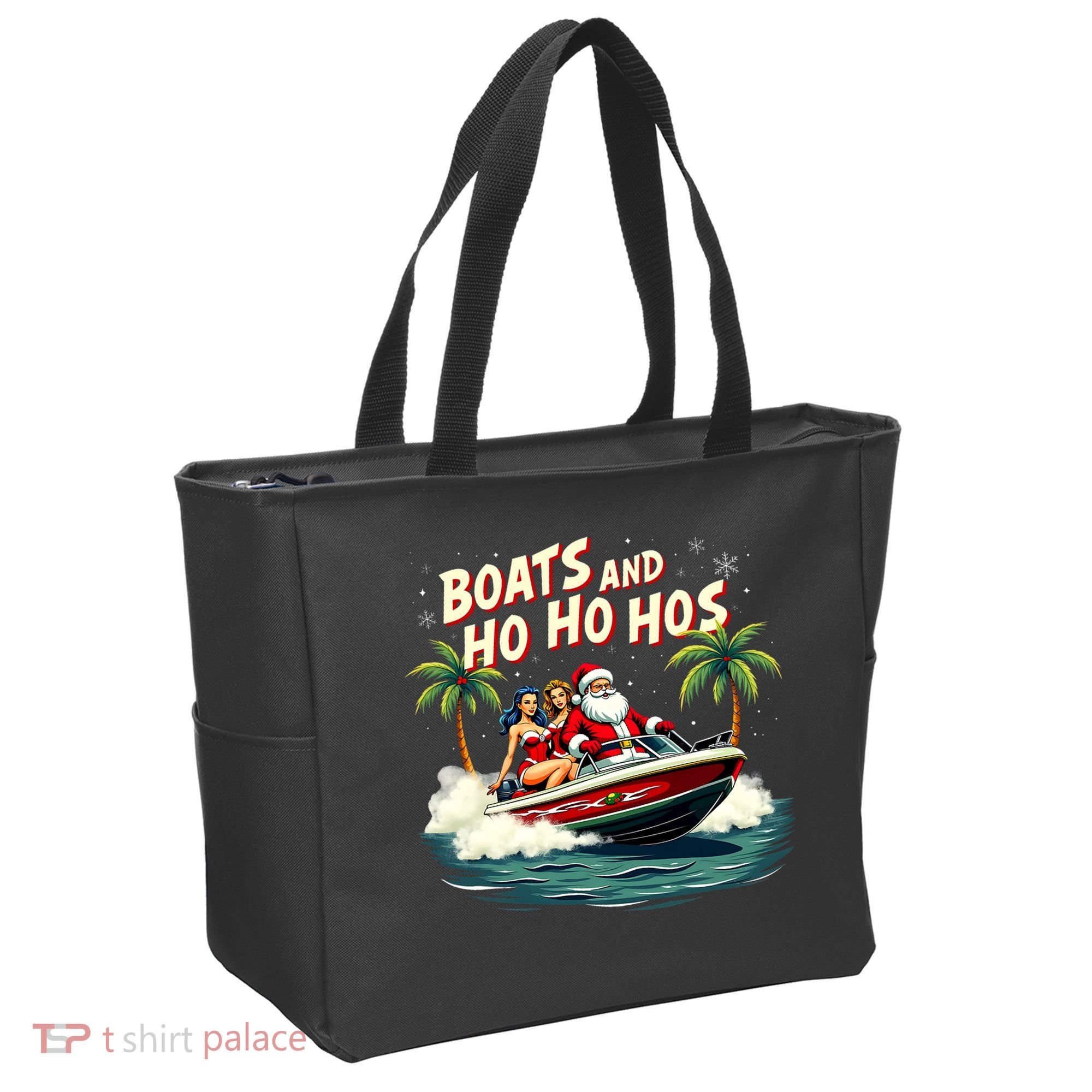 Christmas Funny Santa Boats And Ho Ho Hos Tote Bag