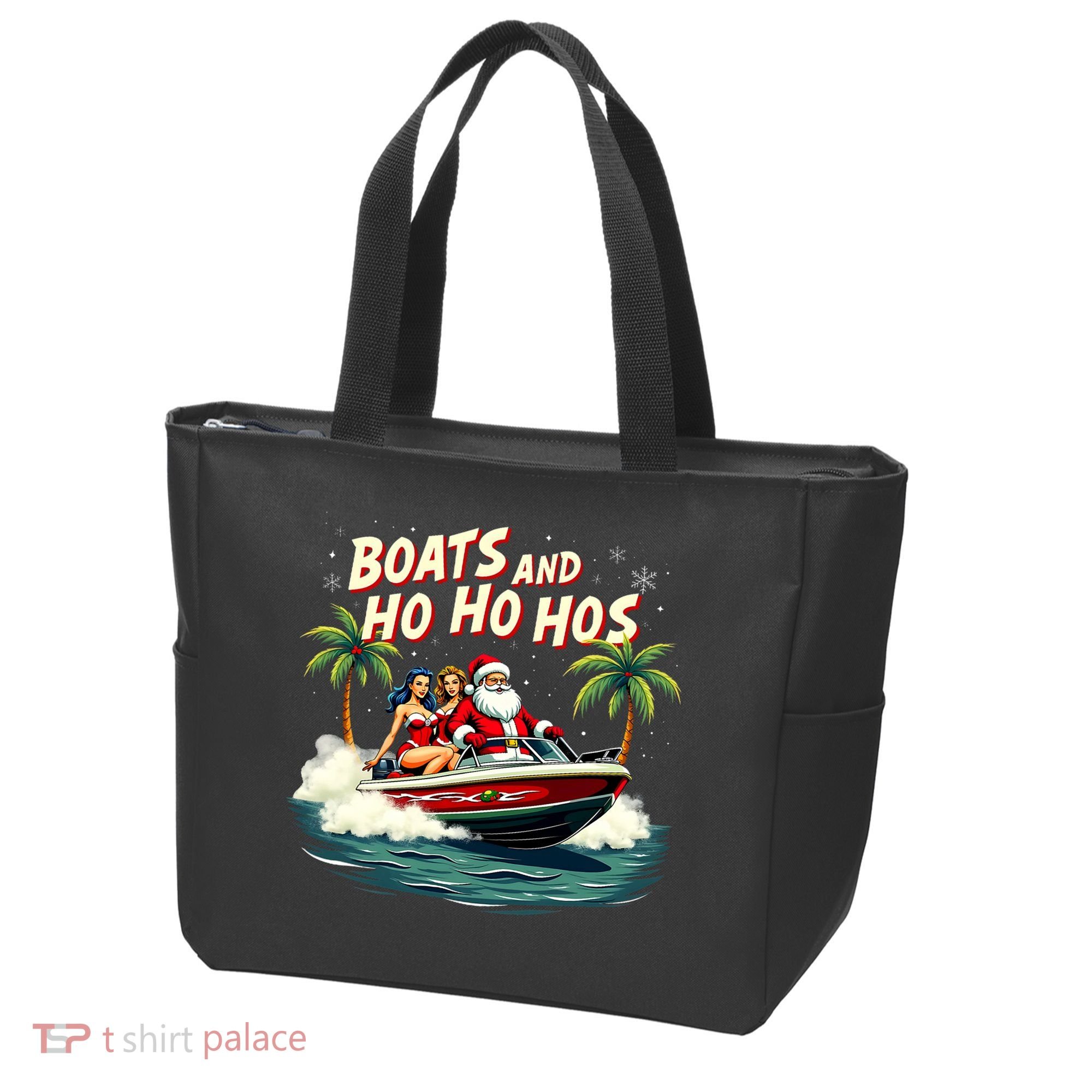 Christmas Funny Santa Boats And Ho Ho Hos Tote Bag