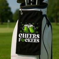 Cheers Fuckers St Patrick's Day Funny Beer Drinking Mugs Golf Towel thumb 2