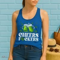 Cheers Fuckers St Patrick's Day Funny Beer Drinking Mugs Women's Tank Top thumb 2