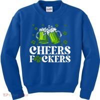 Cheers Fuckers St Patrick's Day Funny Beer Drinking Mugs Kids Sweatshirt thumb 0