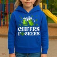 Cheers Fuckers St Patrick's Day Funny Beer Drinking Mugs Kids Hoodie thumb 3