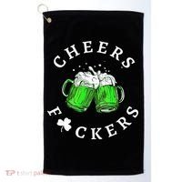Cheers Fuckers St Patricks Day Beer Drinking Golf Towel thumb 0