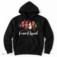 Christmas F-Caw-F Squad Funny Festive Chicken Hoodie thumb 0