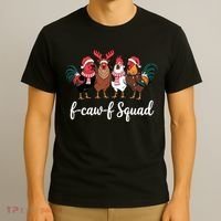 Christmas F-Caw-F Squad Funny Festive Chicken T-Shirt thumb 3