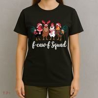 Christmas F-Caw-F Squad Funny Festive Chicken T-Shirt thumb 4