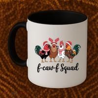 Christmas F-Caw-F Squad Funny Festive Chicken Coffee Mug thumb 2