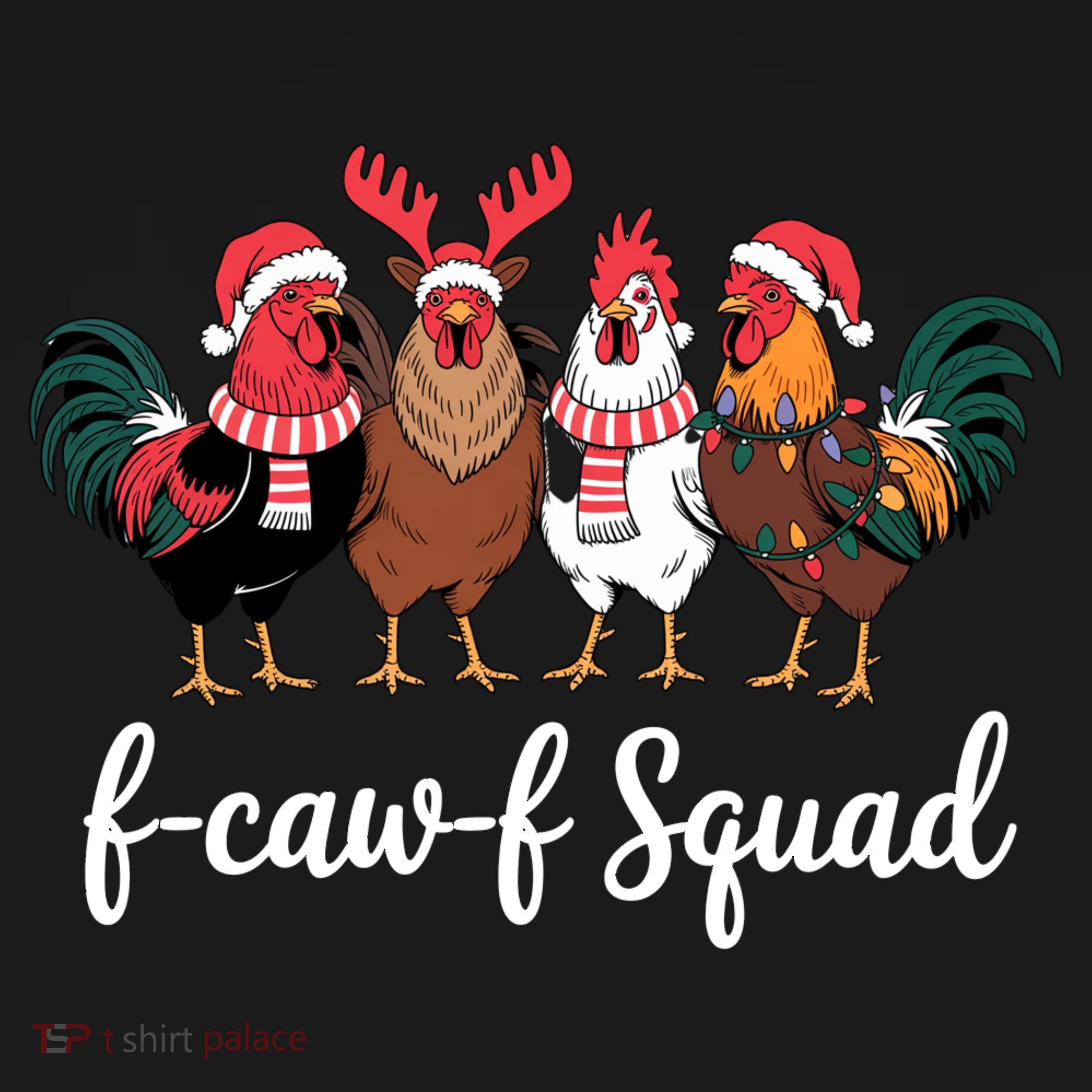Christmas F-Caw-F Squad Funny Festive Chicken Women's Hoodie