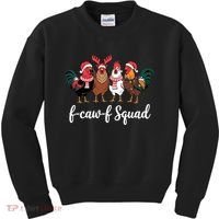 Christmas F-Caw-F Squad Funny Festive Chicken Kids Sweatshirt thumb 0
