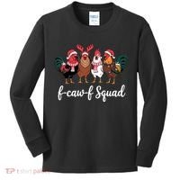 Christmas F-Caw-F Squad Funny Festive Chicken Kids Long Sleeve Shirt thumb 0