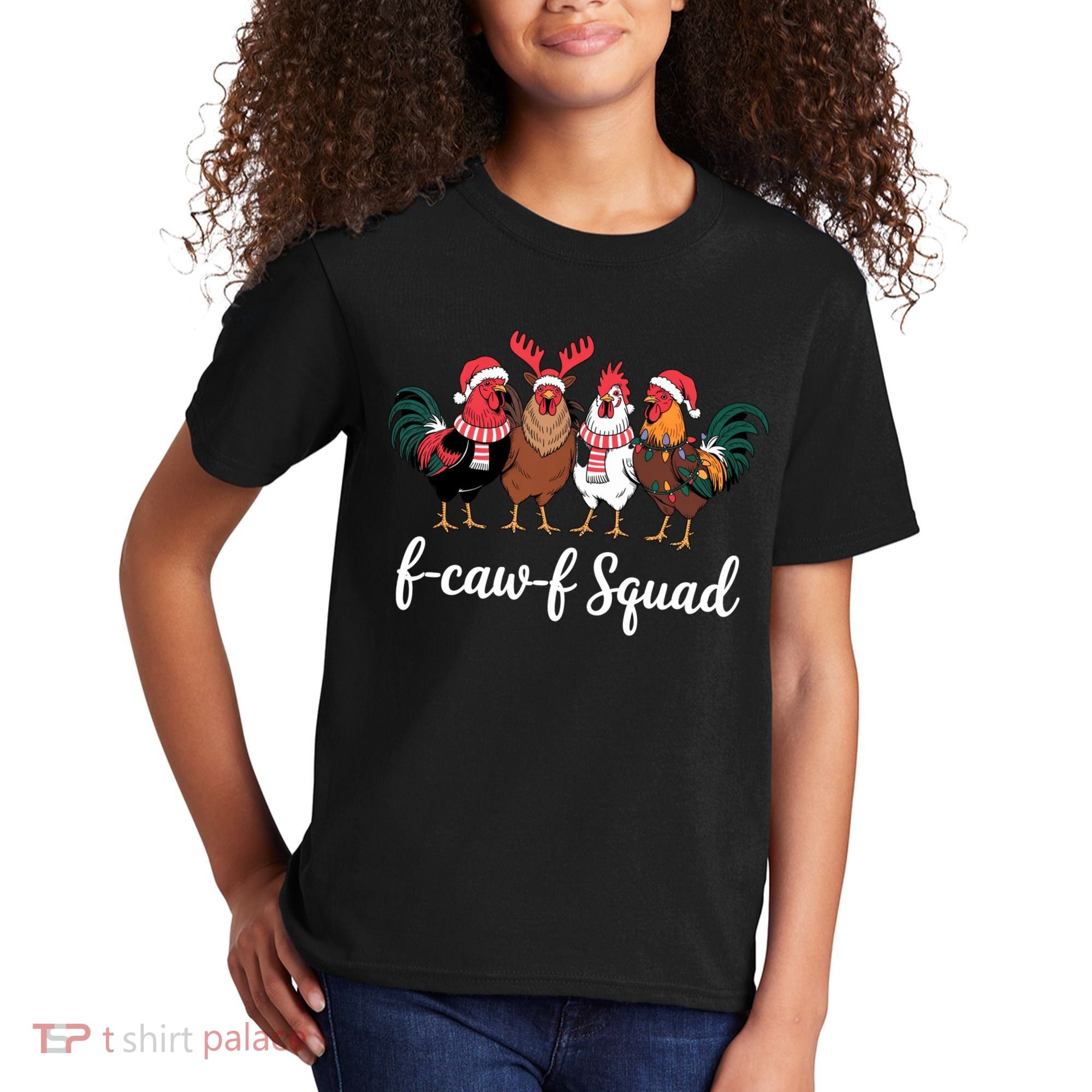 Christmas F-Caw-F Squad Funny Festive Chicken Kids T-Shirt