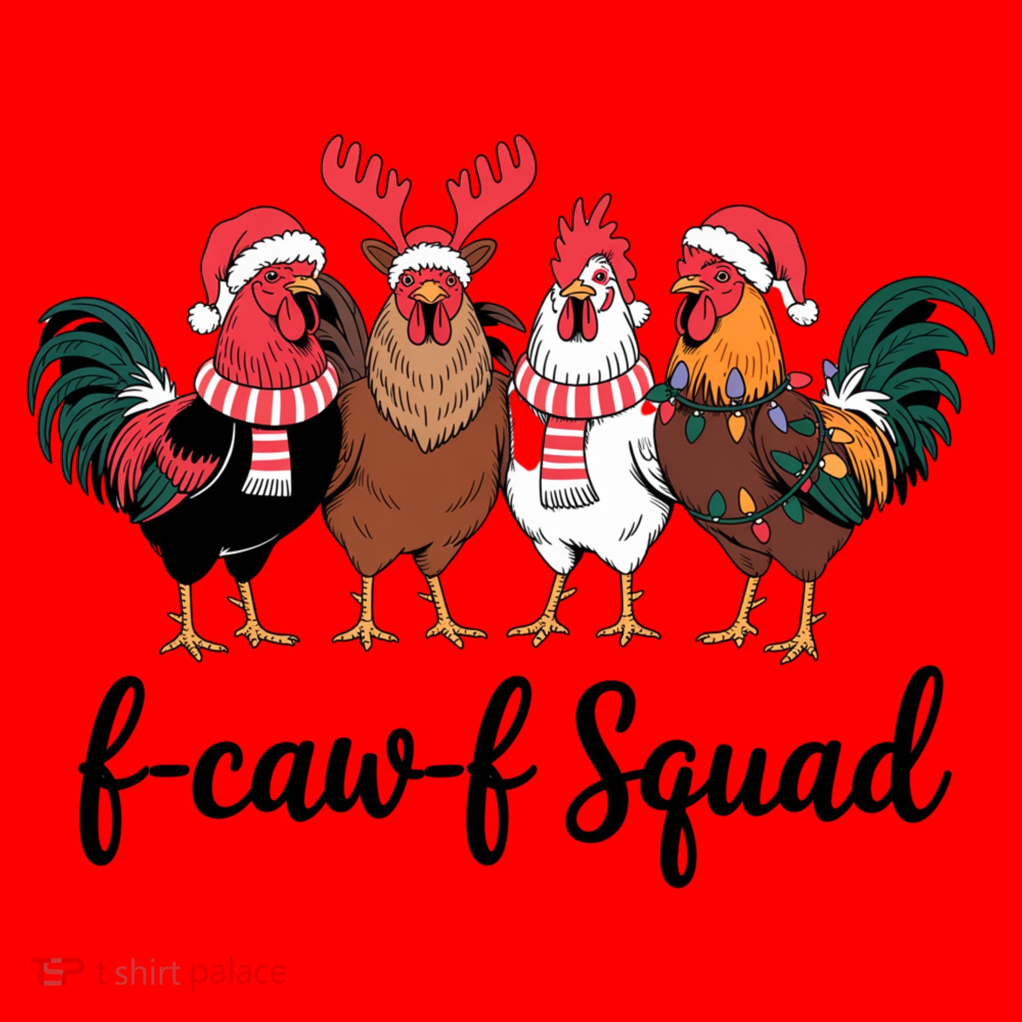 Christmas F-Caw-F Squad Funny Festive Chicken Santa Hat