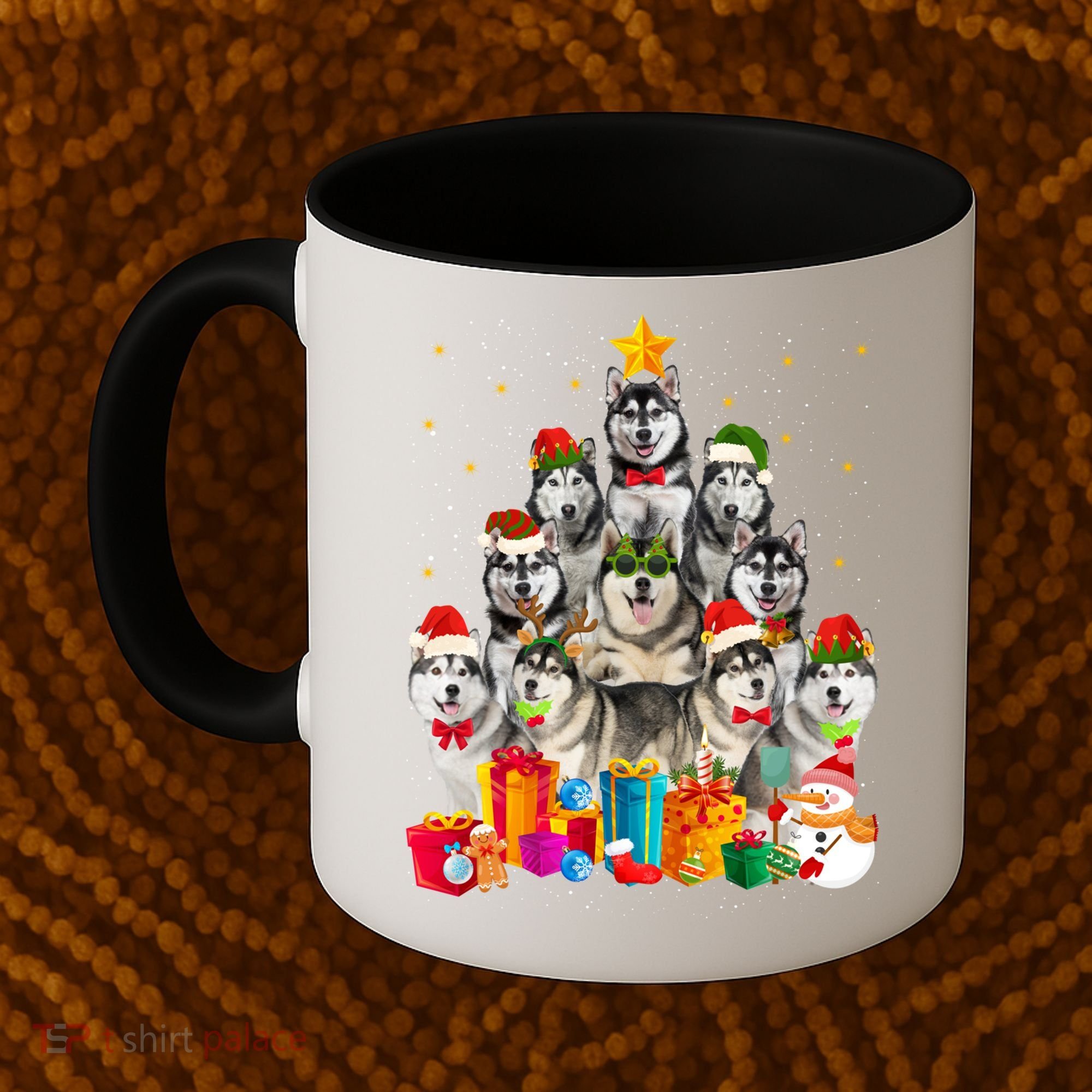 Christmas Funny Siberian Husky Dog Tree Xmas Pet Dog Lover Meaningful Gift Coffee Mug