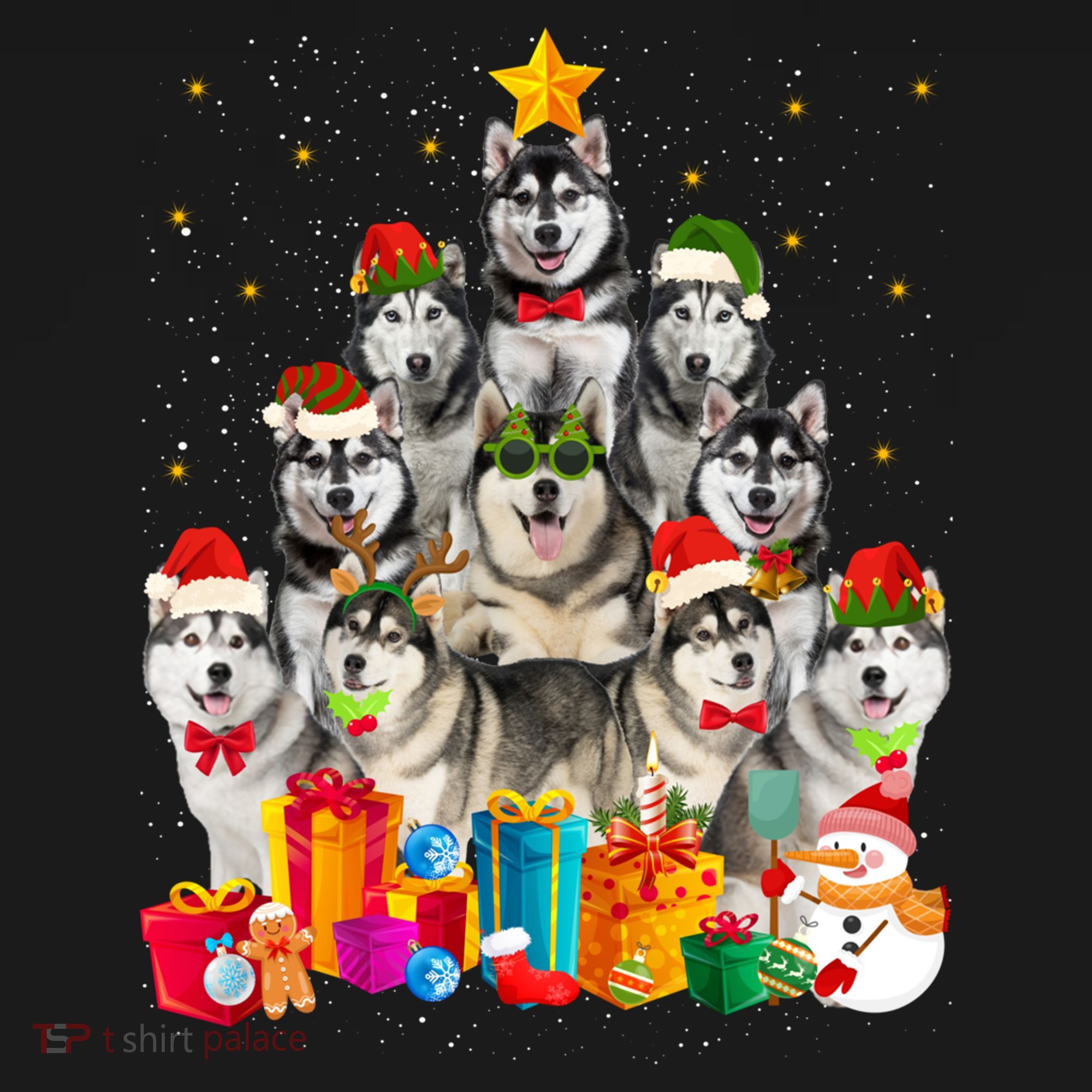 Christmas Funny Siberian Husky Dog Tree Xmas Pet Dog Lover Meaningful Gift Women's Hoodie