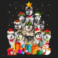 Christmas Funny Siberian Husky Dog Tree Xmas Pet Dog Lover Meaningful Gift Hat thumb 2