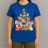 Christmas Funny Siberian Husky Dog Tree Xmas Pet Dog Lover Meaningful Gift T-Shirt thumb 4