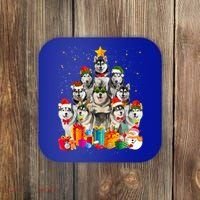 Christmas Funny Siberian Husky Dog Tree Xmas Pet Dog Lover Meaningful Gift Coaster thumb 0