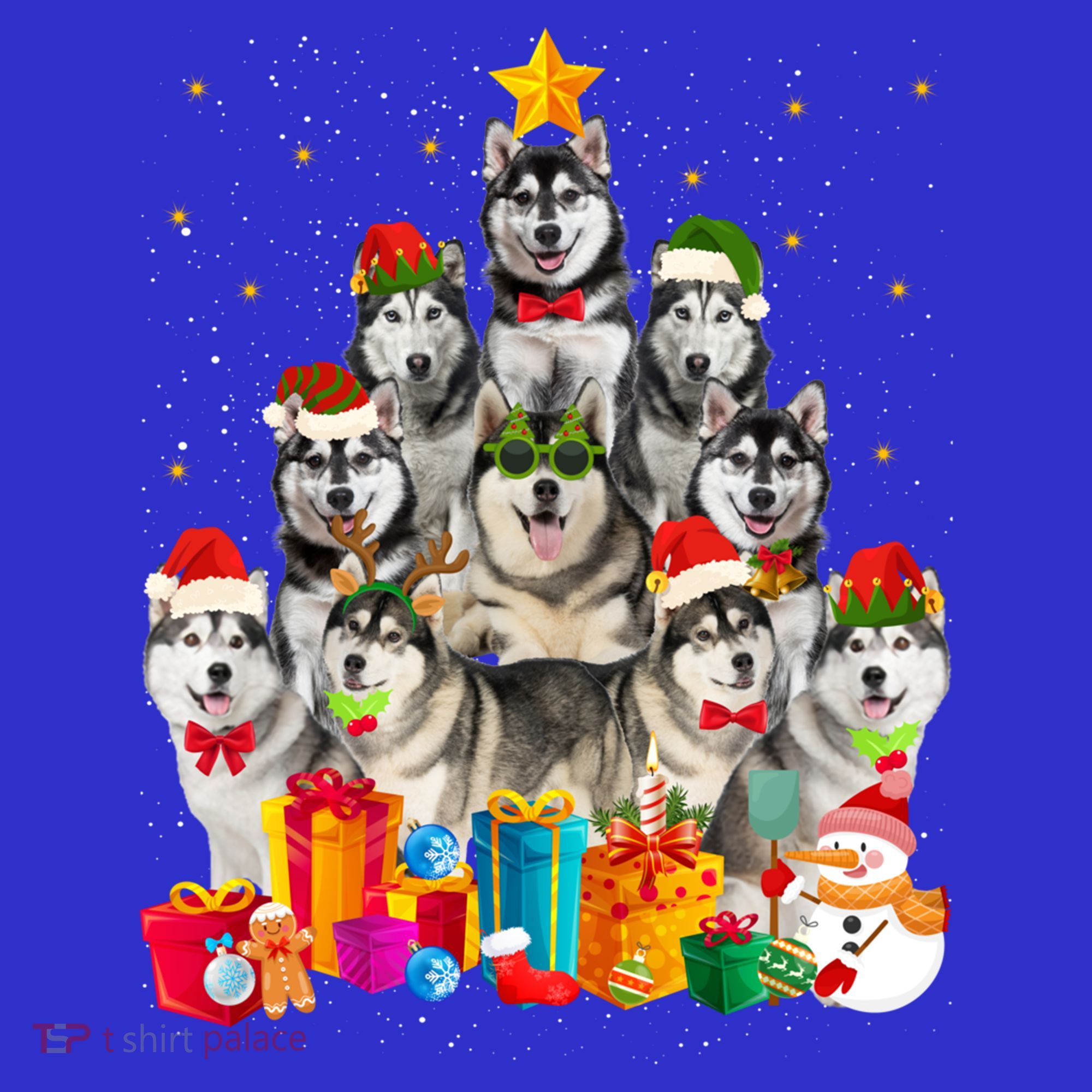 Christmas Funny Siberian Husky Dog Tree Xmas Pet Dog Lover Meaningful Gift Coaster