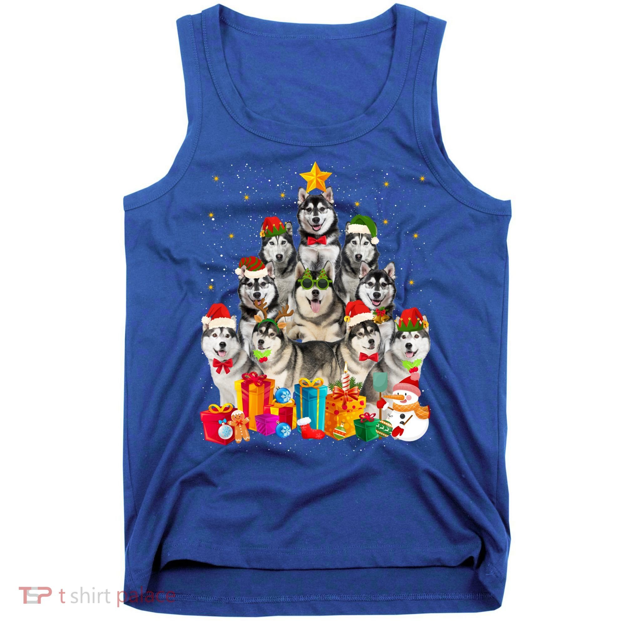 Christmas Funny Siberian Husky Dog Tree Xmas Pet Dog Lover Meaningful Gift Tank Top
