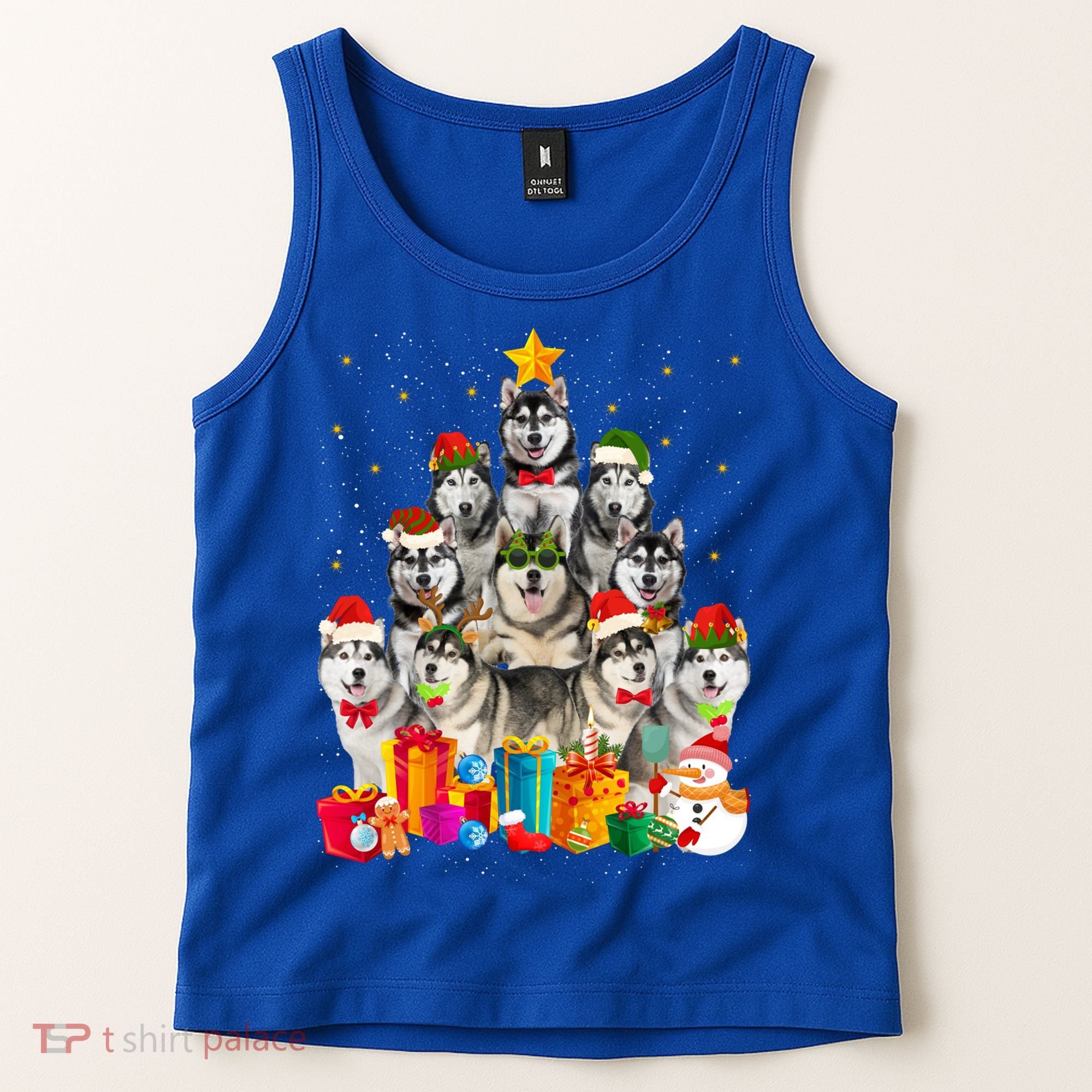 Christmas Funny Siberian Husky Dog Tree Xmas Pet Dog Lover Meaningful Gift Tank Top