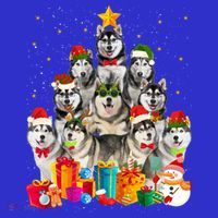 Christmas Funny Siberian Husky Dog Tree Xmas Pet Dog Lover Meaningful Gift Tank Top thumb 6