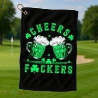 Cheers Fuckers St Patricks Day Beer Drinking Mugs Golf Towel thumb 1