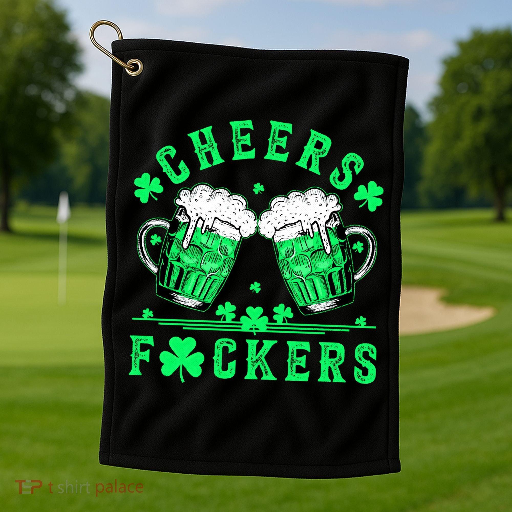 Cheers Fuckers St Patricks Day Beer Drinking Mugs Golf Towel