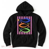 Christian Fish Symbol Striped Retro Hoodie thumb 0