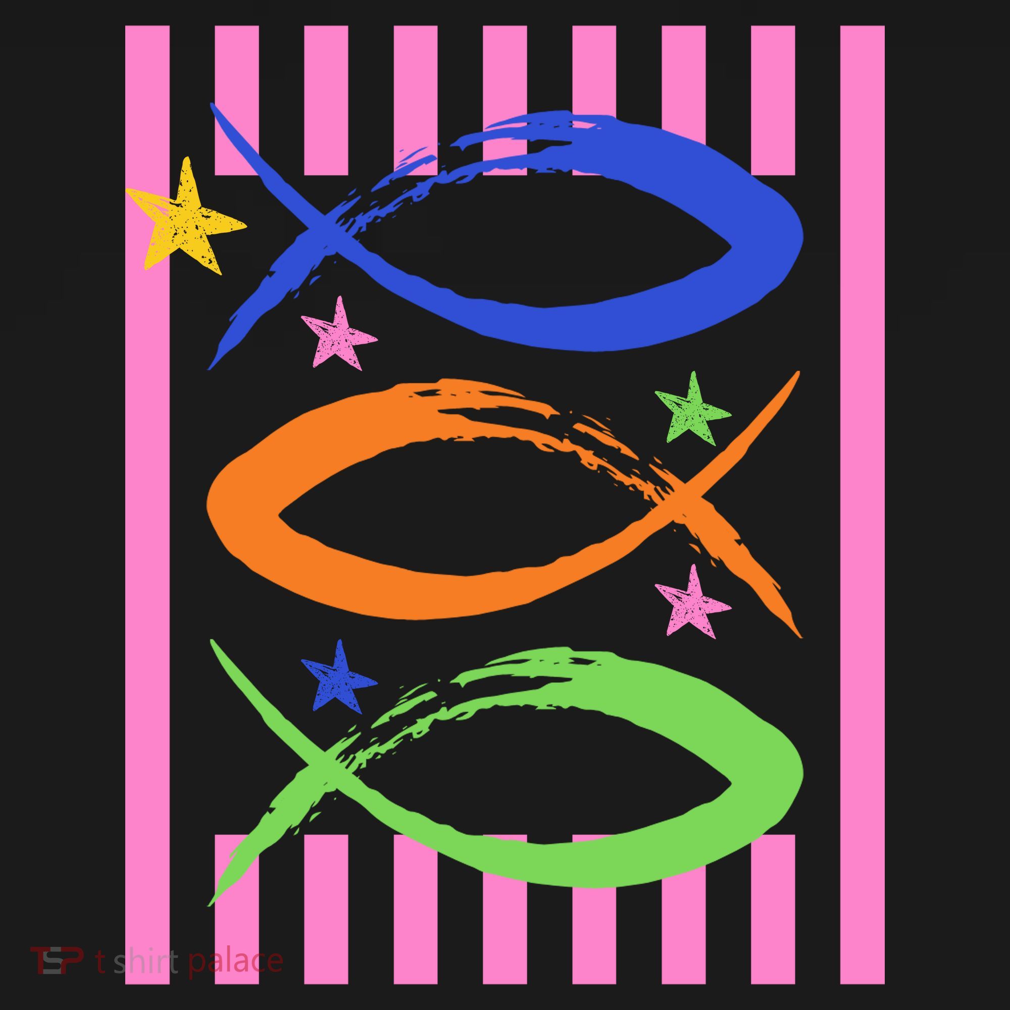 Christian Fish Symbol Striped Retro Hoodie
