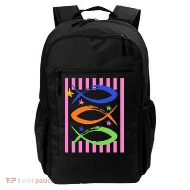 Christian Fish Symbol Striped Retro Backpack