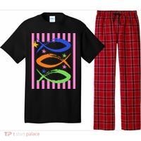 Christian Fish Symbol Striped Retro Pajama Set thumb 0