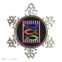 Christian Fish Symbol Striped Retro Ornament thumb 0