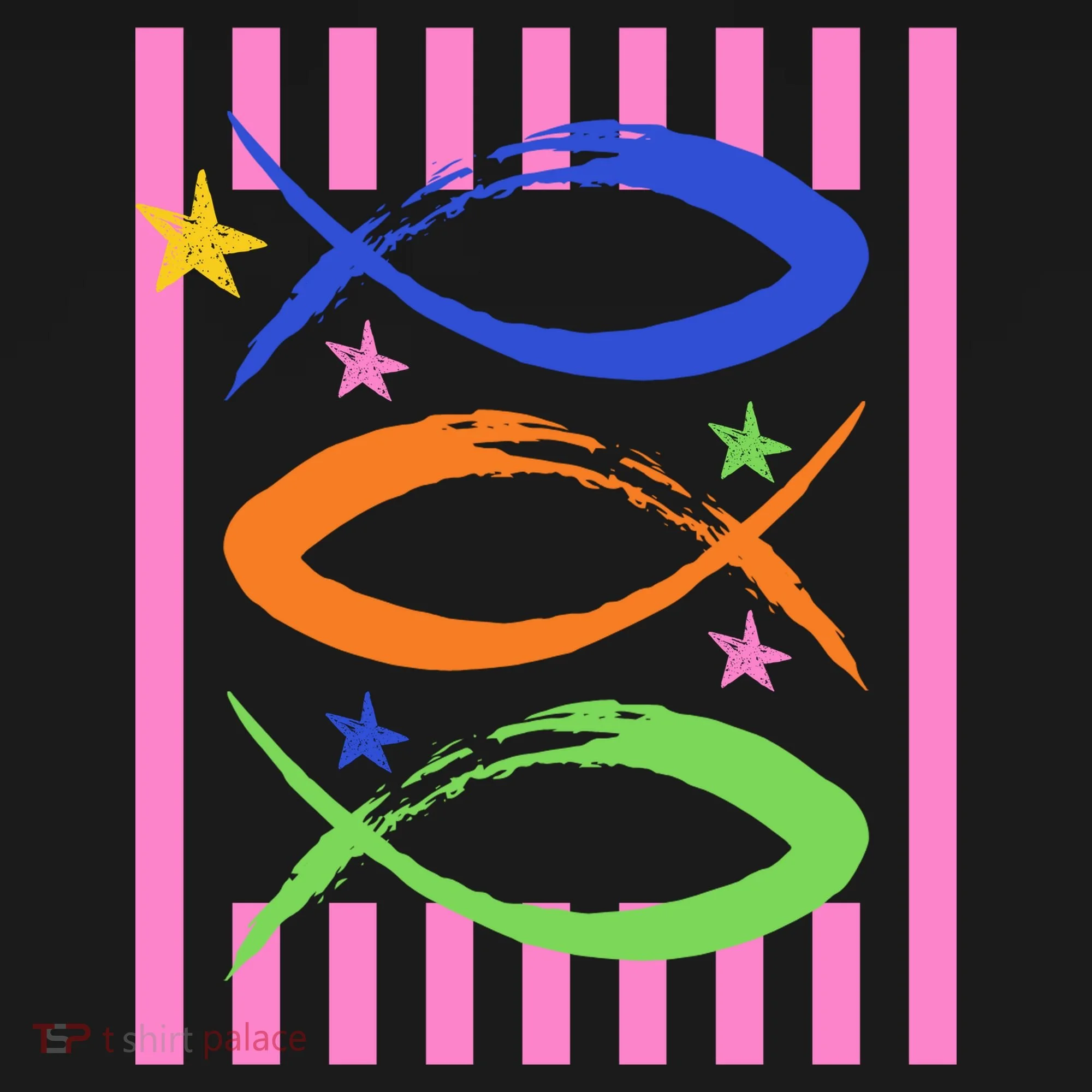 Christian Fish Symbol Striped Retro Ornament
