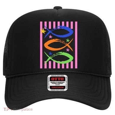 Christian Fish Symbol Striped Retro Hat