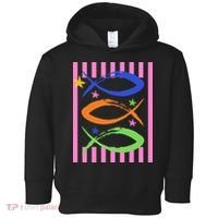 Christian Fish Symbol Striped Retro Toddler Hoodie thumb 0