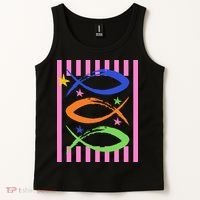 Christian Fish Symbol Striped Retro Tank Top thumb 2