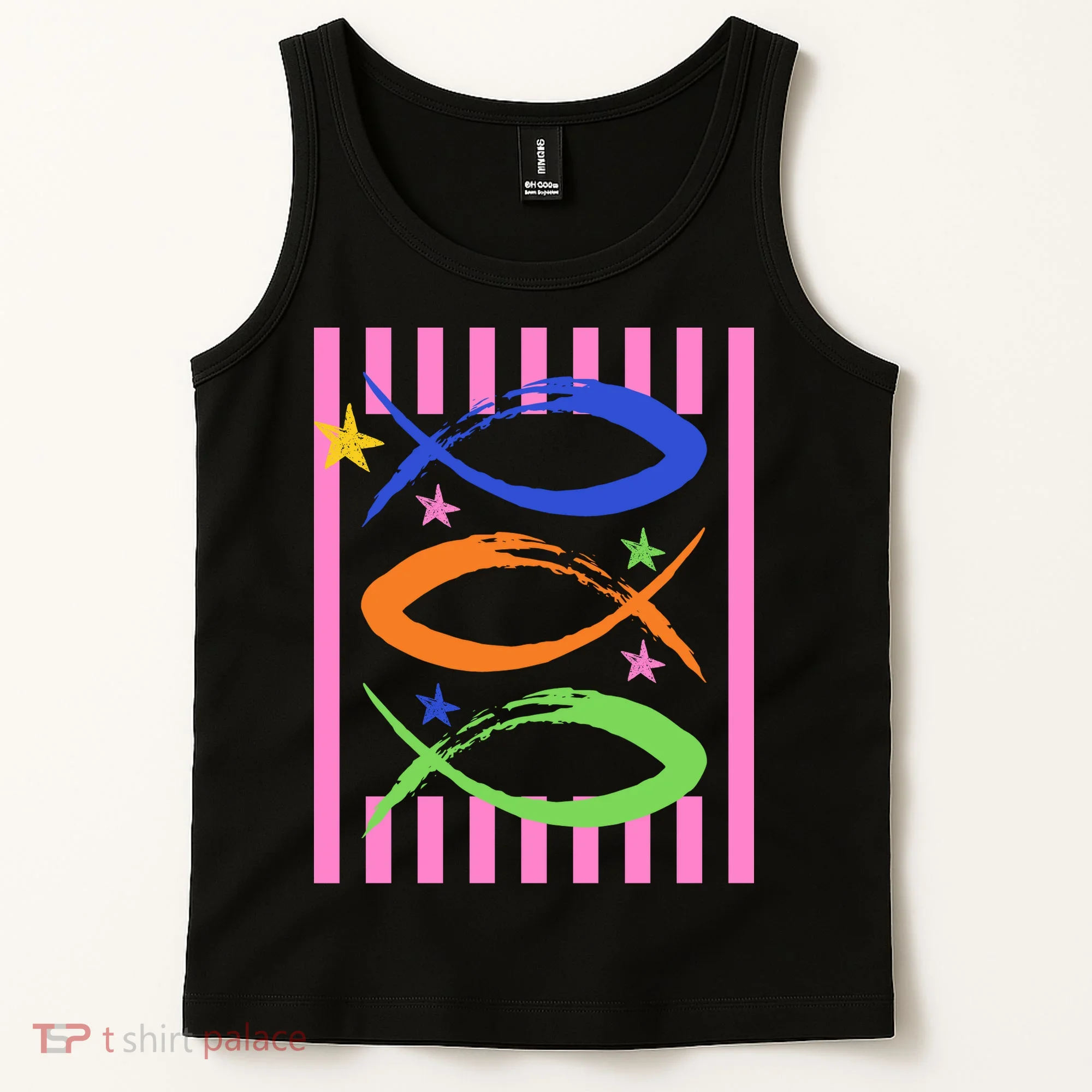Christian Fish Symbol Striped Retro Tank Top