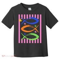 Christian Fish Symbol Striped Retro Toddler T-Shirt thumb 0