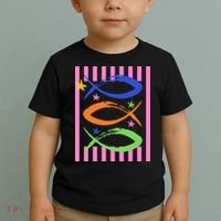 Christian Fish Symbol Striped Retro Toddler T-Shirt thumb 2