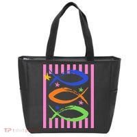 Christian Fish Symbol Striped Retro Tote Bag thumb 0