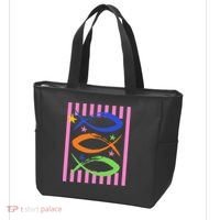 Christian Fish Symbol Striped Retro Tote Bag thumb 3