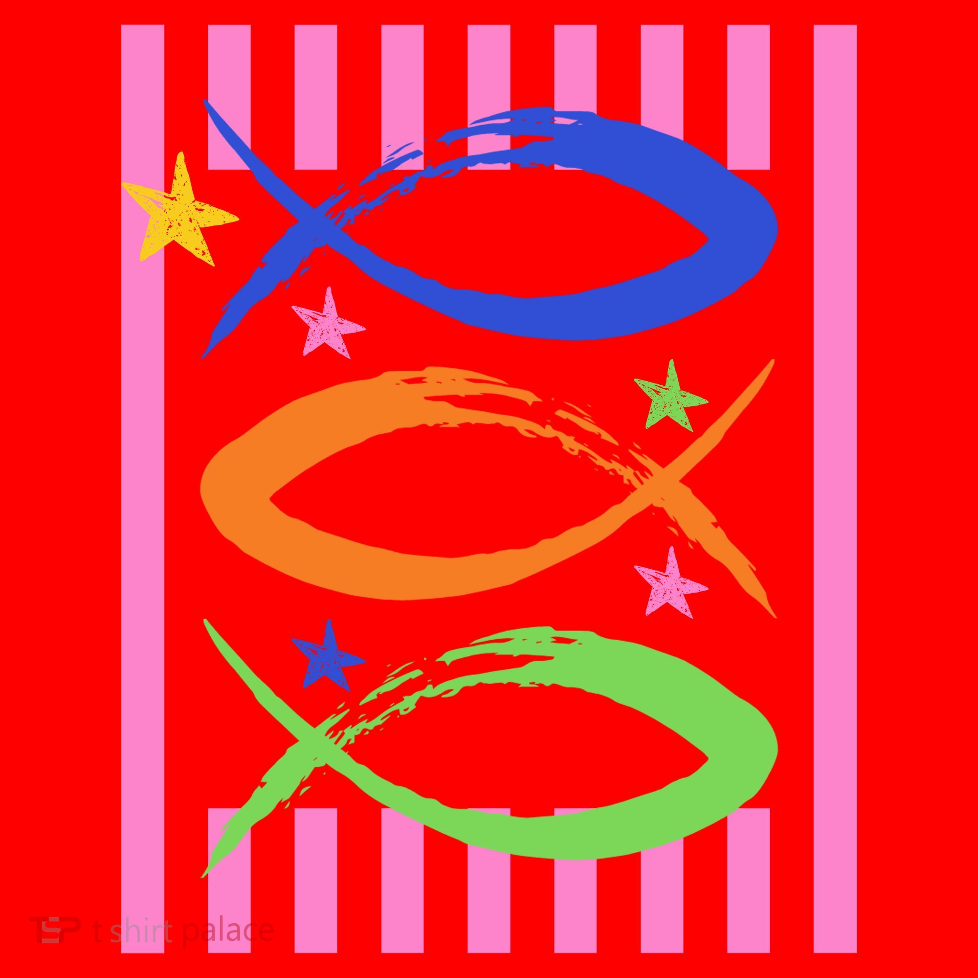 Christian Fish Symbol Striped Retro Santa Hat