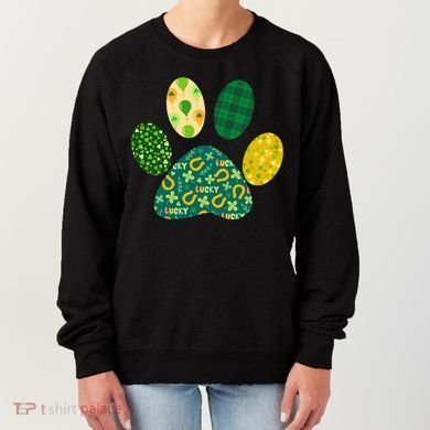 Cute Funny St Patrick's Day Patterns Pet Animal Paw Women's Sweatshirt