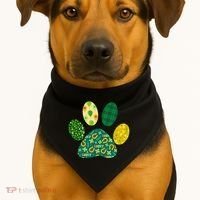 Cute Funny St Patrick's Day Patterns Pet Animal Paw USA-Made Doggie Bandana thumb 1