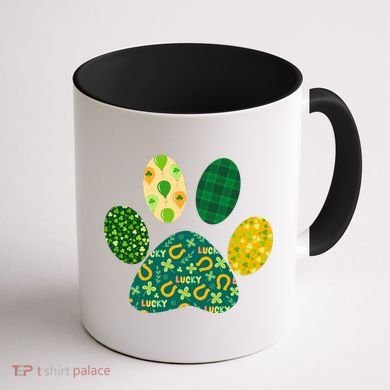 Cute Funny St Patrick's Day Patterns Pet Animal Paw Coffee Mug back