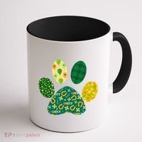 Cute Funny St Patrick's Day Patterns Pet Animal Paw Coffee Mug thumb 1