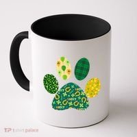 Cute Funny St Patrick's Day Patterns Pet Animal Paw Coffee Mug thumb 0